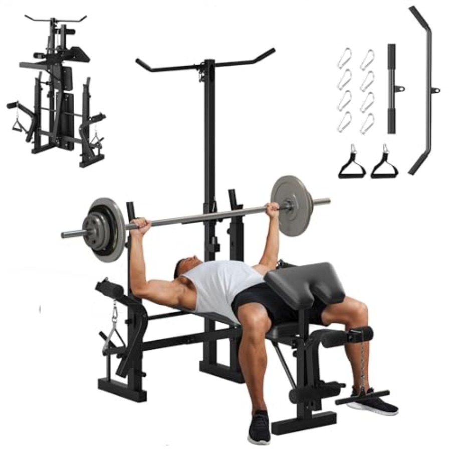 Preacher Curl Pad - Heimfitness Krafttrainingsbank-Set: 7-in-1 Verstellbare Hantelbank mit
