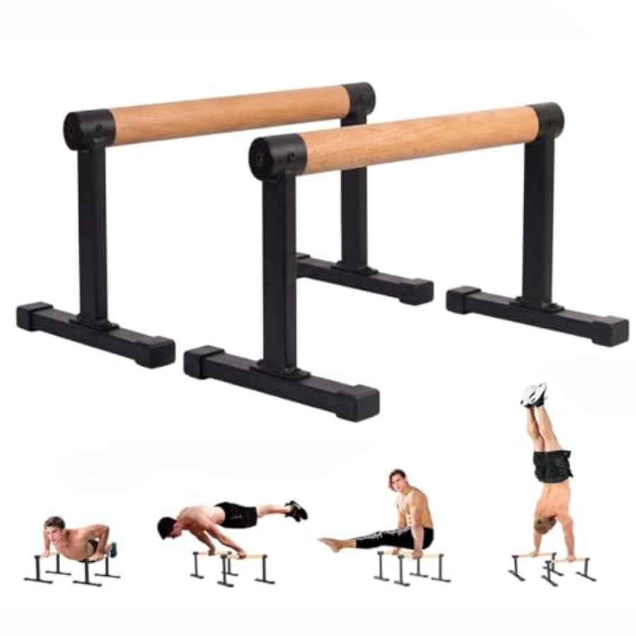 Home Gym Installation - Heim-Fitnessgerät: Holz-Parallelbarren für Gymnastik, Buchenholz, Naturfarbe,