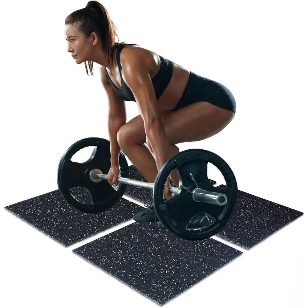 Home Gym Rubber Flooring - 40x40 Zoll Ineinandergreifende Bodenfliesen - Schalldämmende