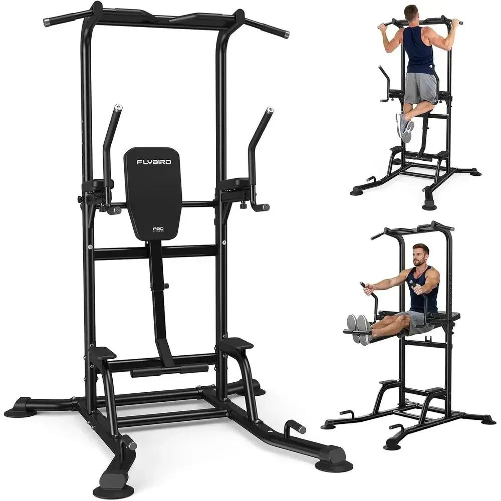 Home Gym Multi Station - Kraftstation mit unterstütztem Knieheben, Multifunktions-Klimmzugstange, Dip-Station
