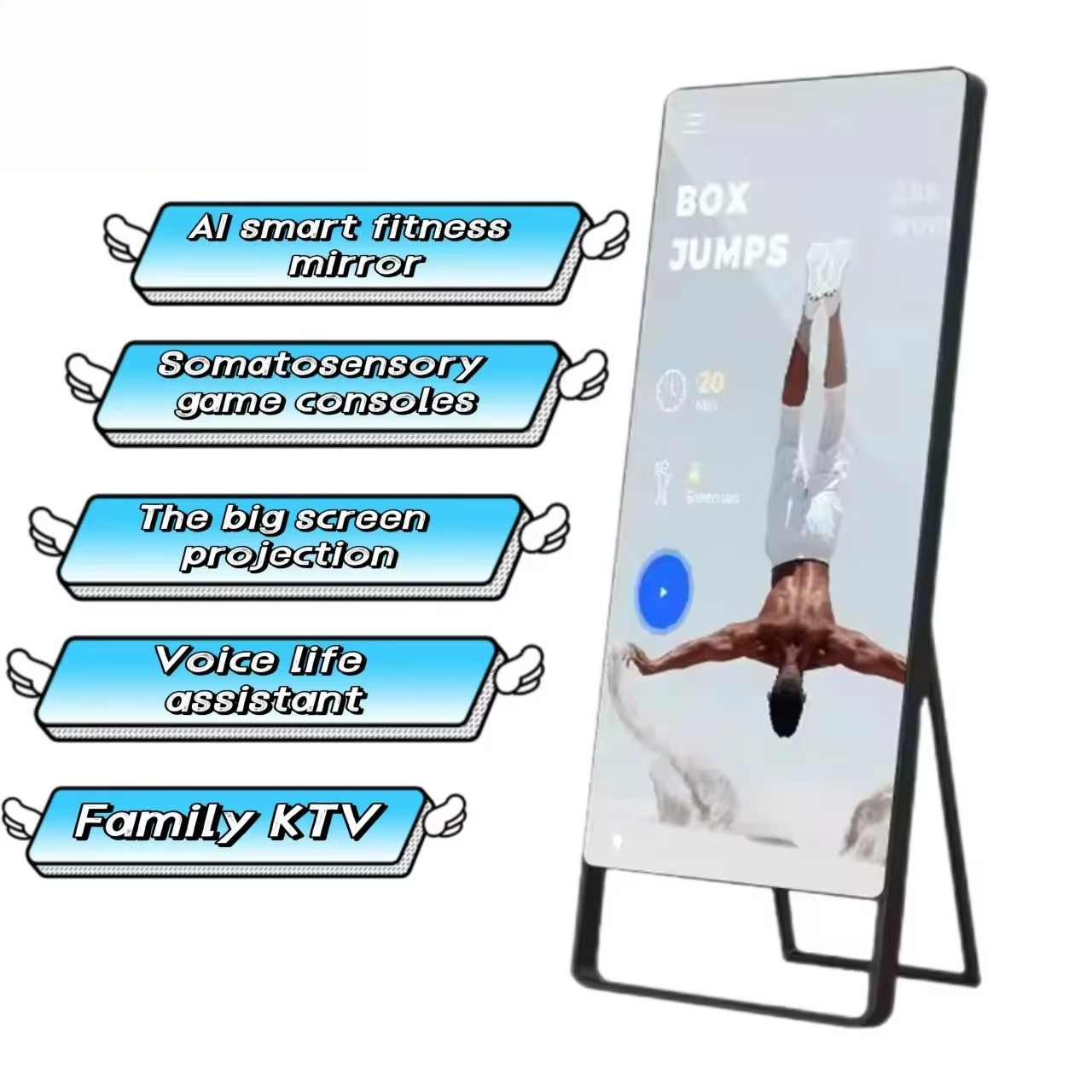 Home Gym Rubber Flooring - Persönlicher Trainer-Spiegel, bodenstehend, LCD, KI, künstlich,