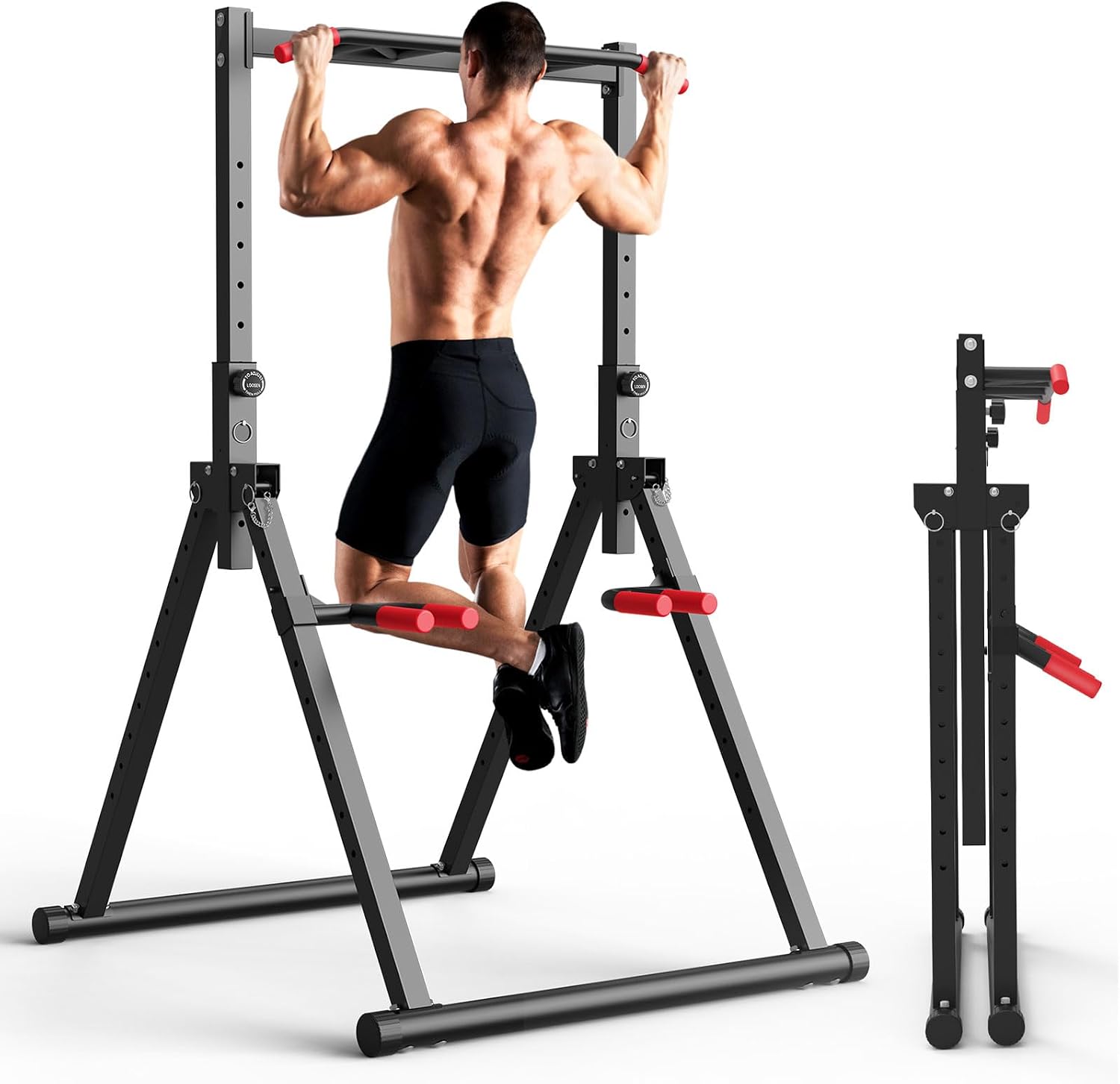 Home Gym Multifunctional - Faltbarer Power Tower Dip Station, freistehender