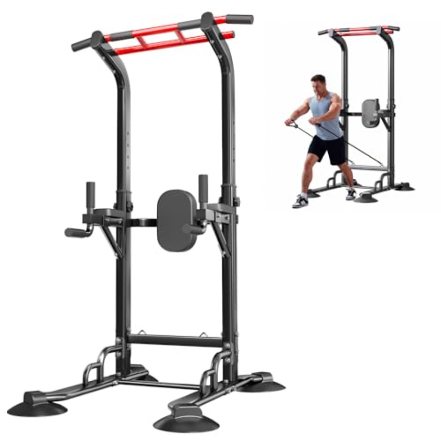 Home Gym Multi Station - Heim-Fitness-Klimmzugstange: Stahl, schwarz, 12-fach verstellbare Multifunktions-Dip-