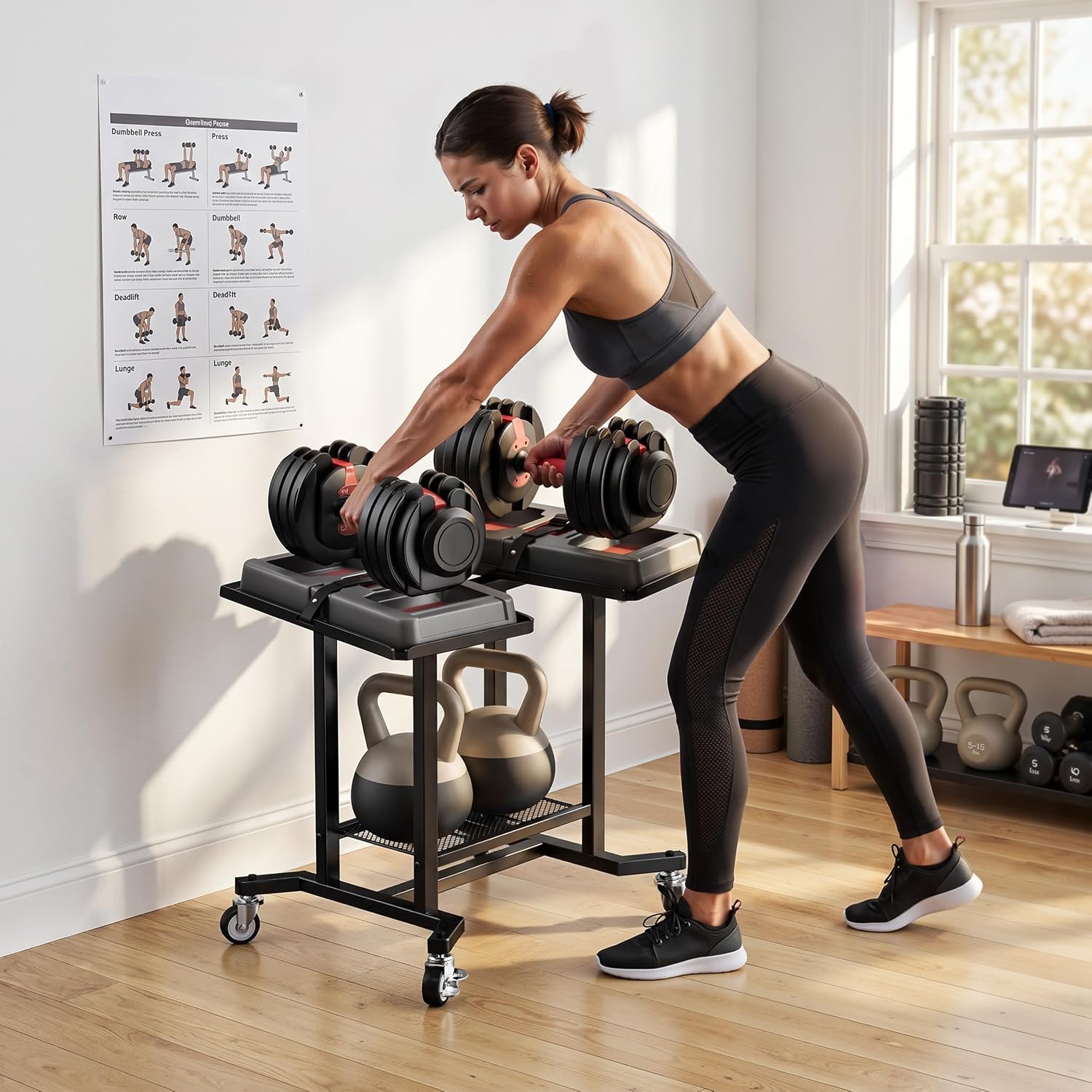 Verstellbarer Hantelständer, S – Home Gym Rubber Flooring Bewertung und Preis